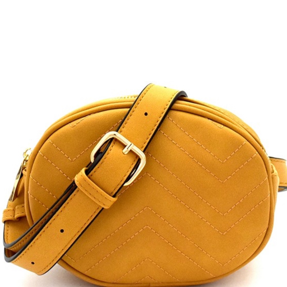 Fanny Bag // MUSTARD Chevron Quilted Pattern